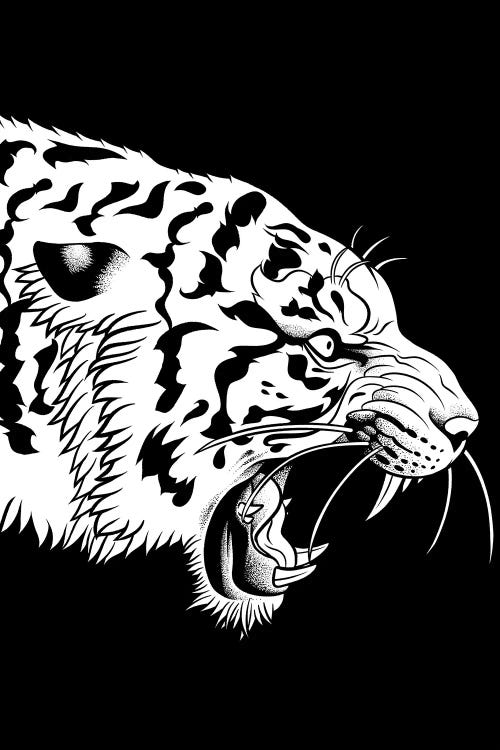 Angry Tiger With India Ink