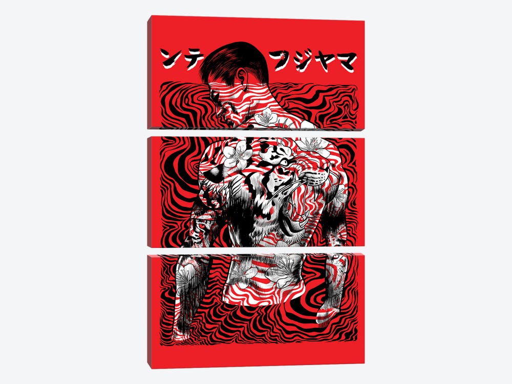Japanese With Tattooed Back With Tiger by Alberto Perez 3-piece Canvas Art