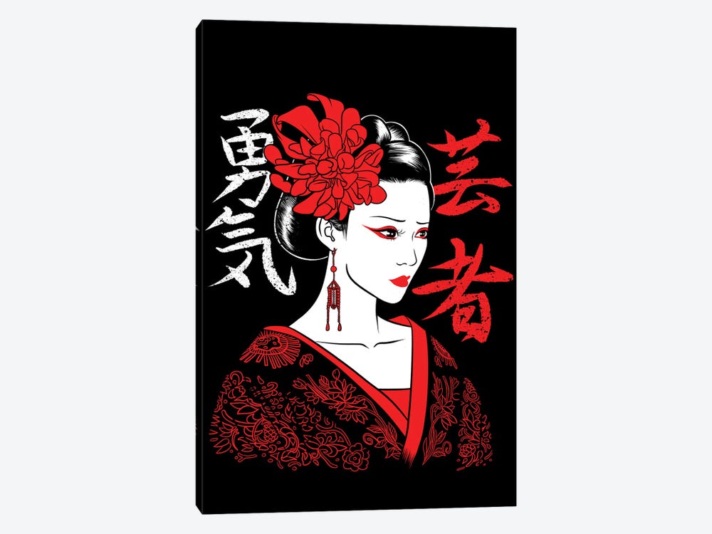 Japanese Geisha Kanji by Alberto Perez 1-piece Canvas Art