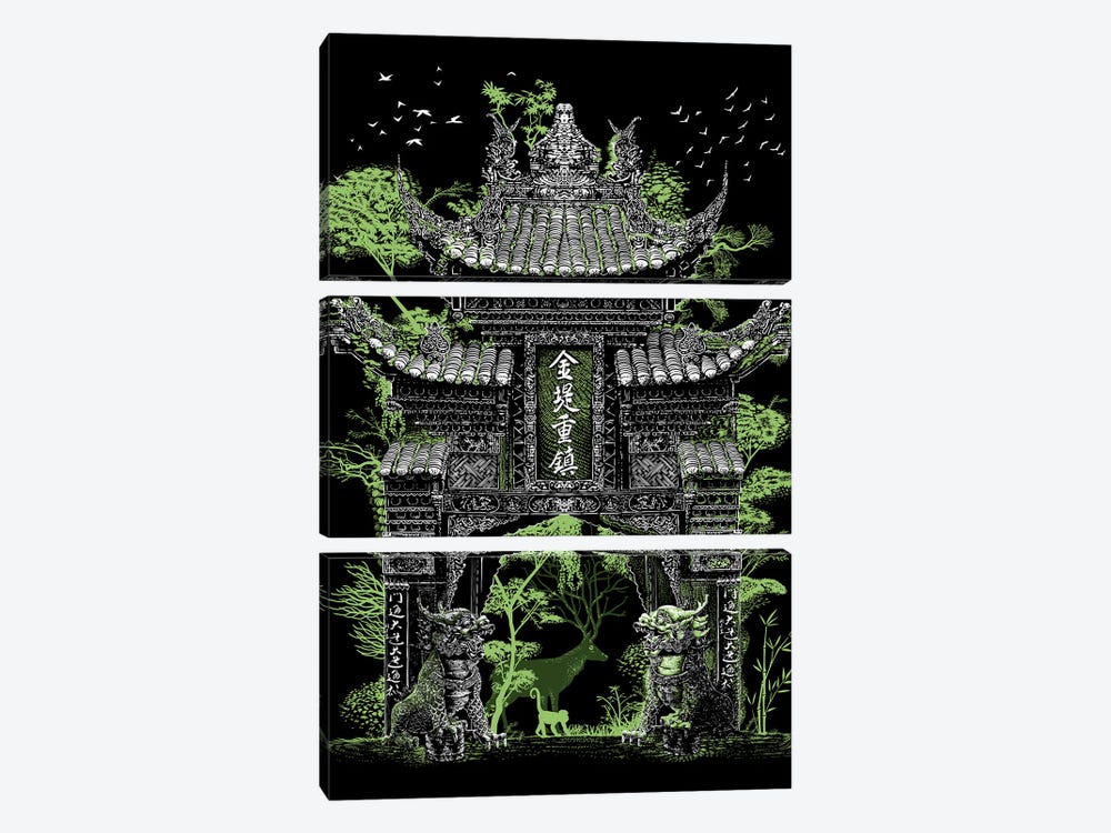 Chinese Temple Gate by Alberto Perez 3-piece Canvas Print