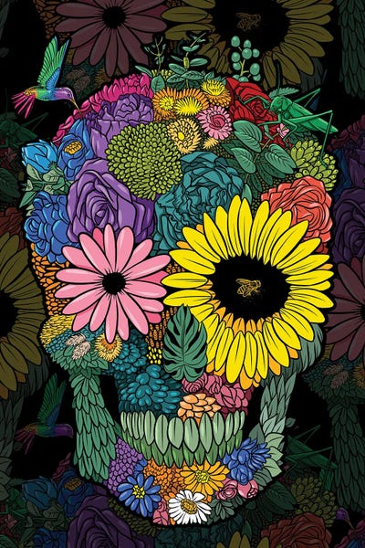 Alberto Perez: Flower Skull by Alberto Perez