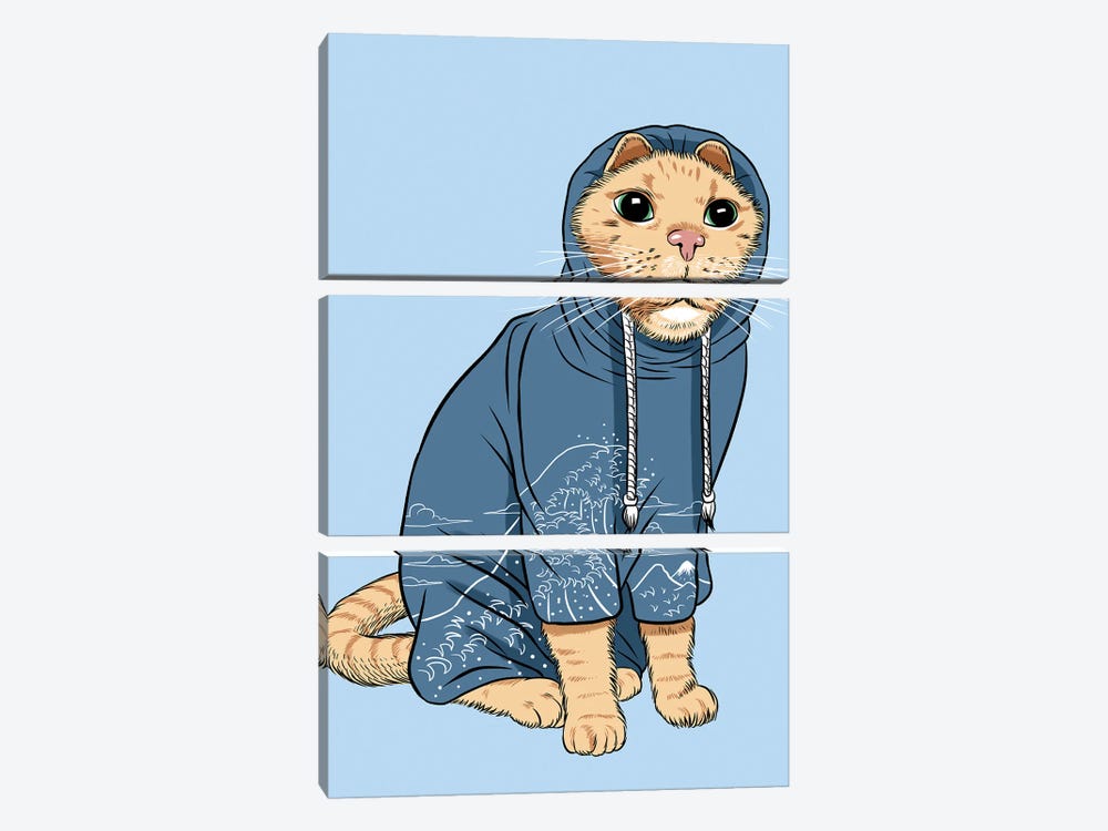 Cat With Tracksuit by Alberto Perez 3-piece Canvas Print