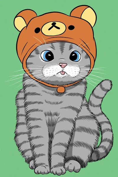 Alberto Perez: Kitten With Teddy Hat by Alberto Perez