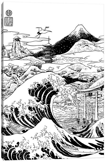 The Great Wave On Mount Fujiyama Canvas Art Print - Heron Art