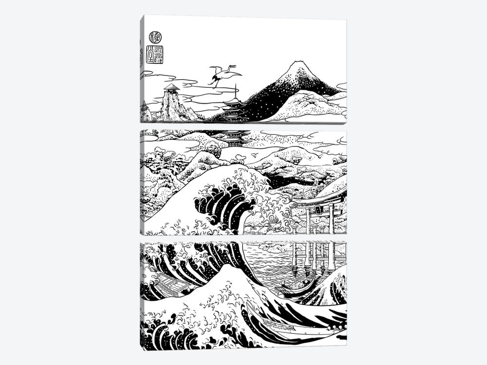 The Great Wave On Mount Fujiyama by Alberto Perez 3-piece Canvas Art