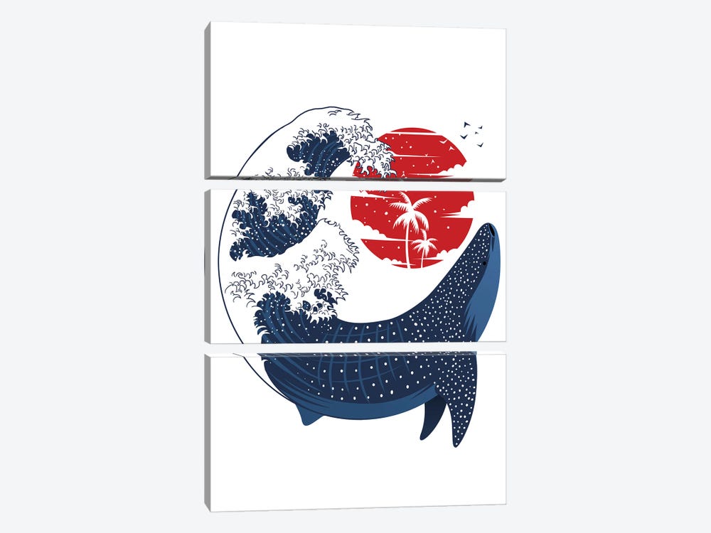 Great Japanese Wave Whale Shark by Alberto Perez 3-piece Canvas Art Print
