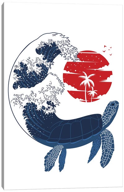 Turtle wave Canvas Art Print - The Great Wave Reimagined