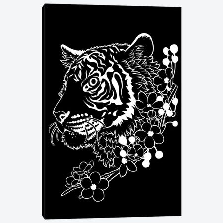 Tiger In Minimalist White Line Canvas Print #APZ601} by Alberto Perez Canvas Art Print