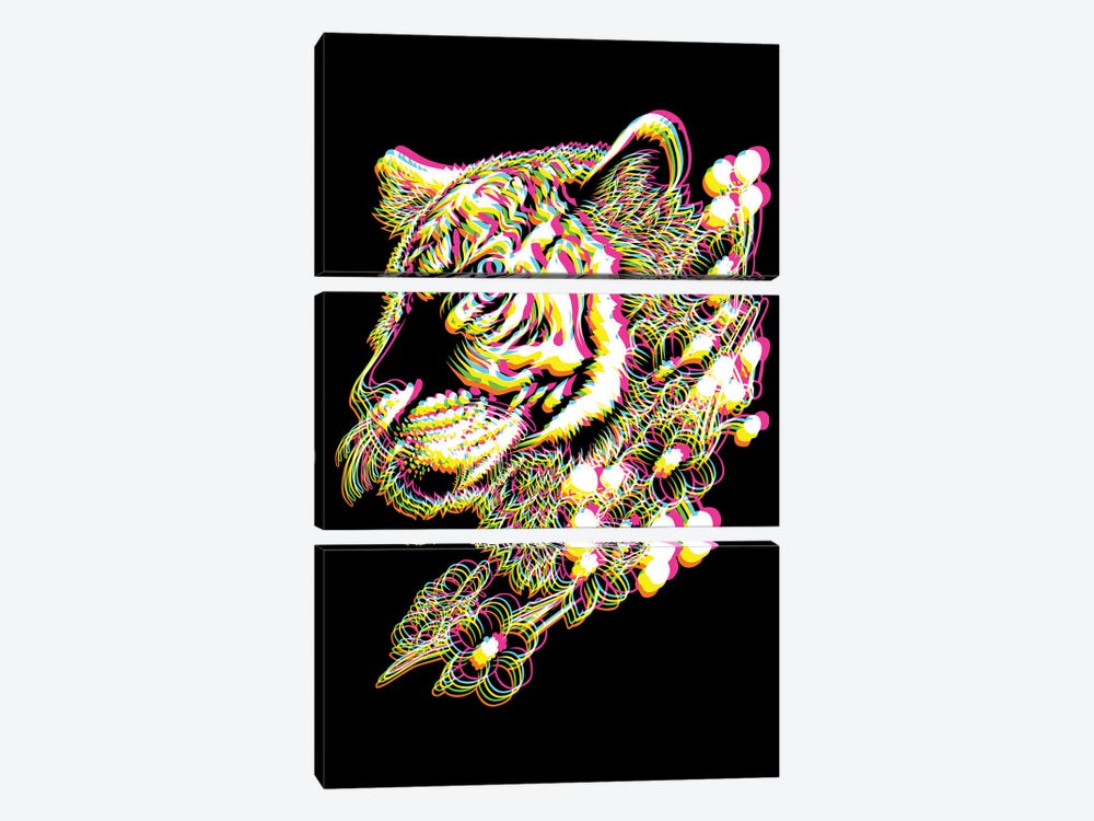 3D Effect Tiger by Alberto Perez 3-piece Art Print