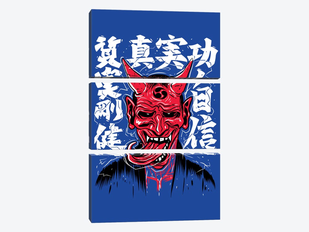 Demon With Japanese Calligraphy by Alberto Perez 3-piece Canvas Artwork