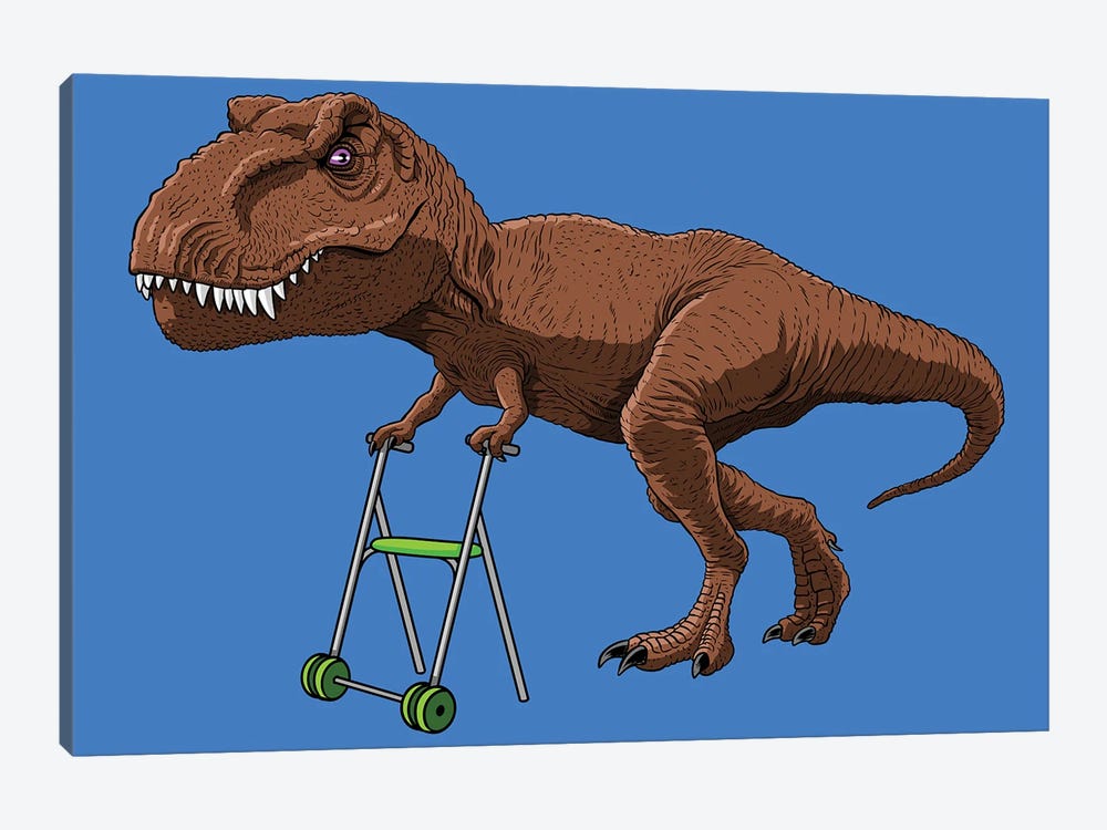 Old T-Rex With Walker by Alberto Perez 1-piece Canvas Print