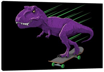 Bighead Rex Canvas Art Print - Skateboarding Art