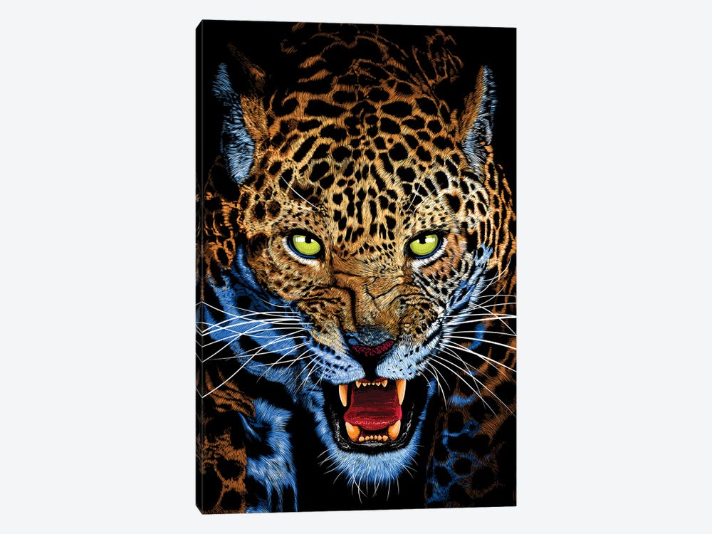 Aggressive Leopard Face by Alberto Perez 1-piece Canvas Wall Art