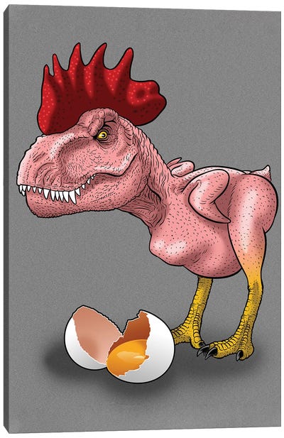 Rooster Rex Canvas Art Print - Tyrannosaurus Rex Art