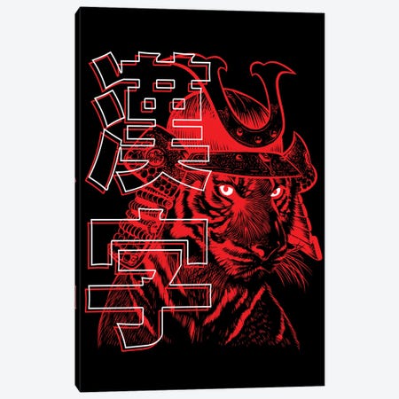 Samurai Tiger Kanji Canvas Print #APZ615} by Alberto Perez Art Print