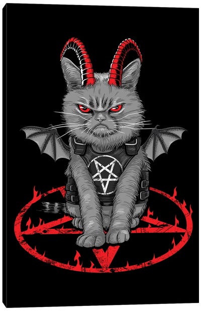 Satanic Cat Canvas Art Print - Demon Art