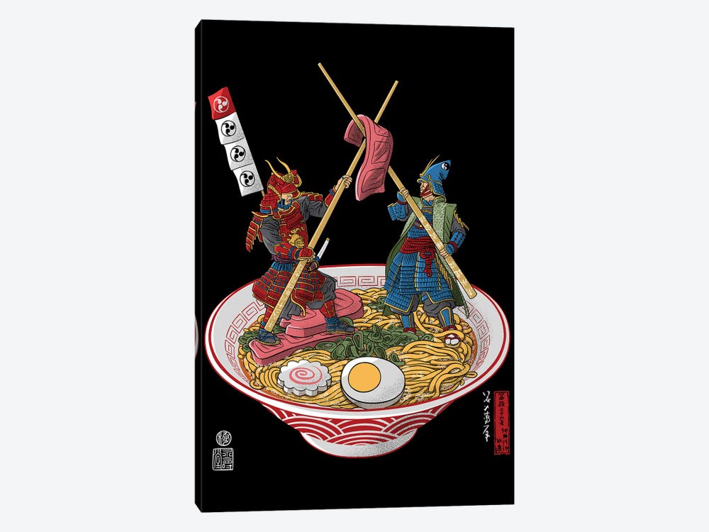 Samurai Duel Over Ramen by Alberto Perez 1-piece Art Print