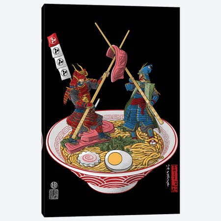 Samurai Duel Over Ramen Canvas Print #APZ633} by Alberto Perez Canvas Art