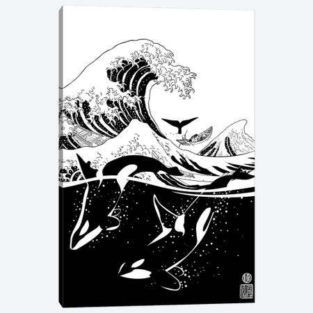 Japanese Wave With Killer Whales Canvas Print #APZ638} by Alberto Perez Canvas Art