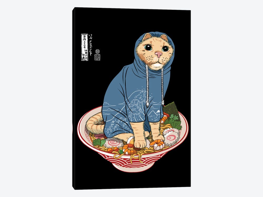 Japanese Cat On Ramen by Alberto Perez 1-piece Canvas Art Print