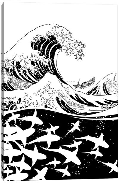 Wave Of Sharks Canvas Art Print - Shark Art