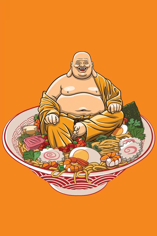 Fat Monk On Ramen by Alberto Perez wall art