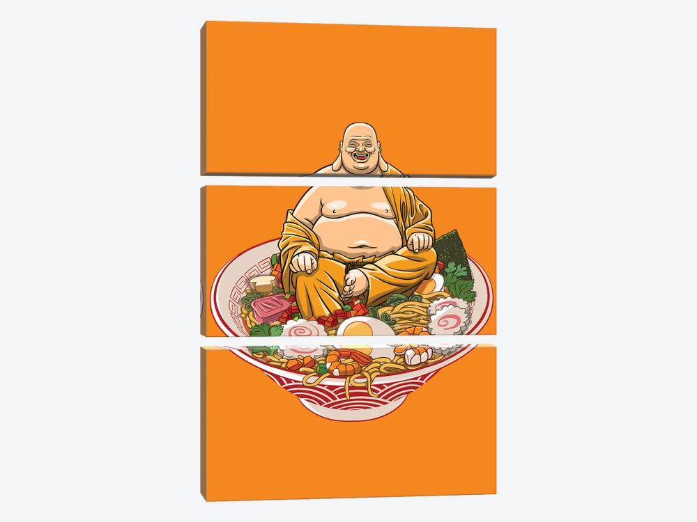 Fat Monk On Ramen by Alberto Perez 3-piece Canvas Artwork