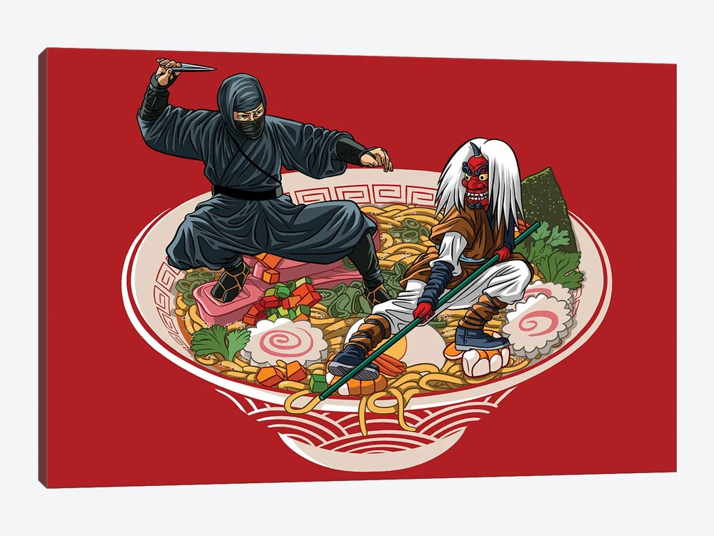 Ninjas On Ramen by Alberto Perez 1-piece Canvas Art Print