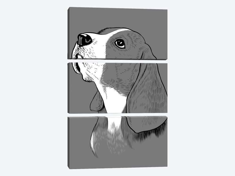 Adorable Beagle Dog by Alberto Perez 3-piece Canvas Print