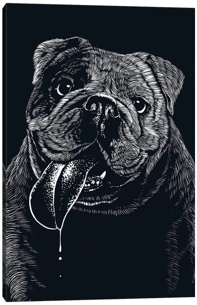 Happy Bulldog Canvas Art Print - Bulldog Art