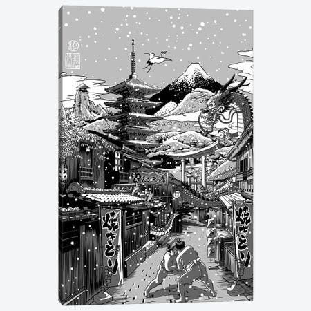 Snowing Japanese Street Canvas Print #APZ662} by Alberto Perez Art Print