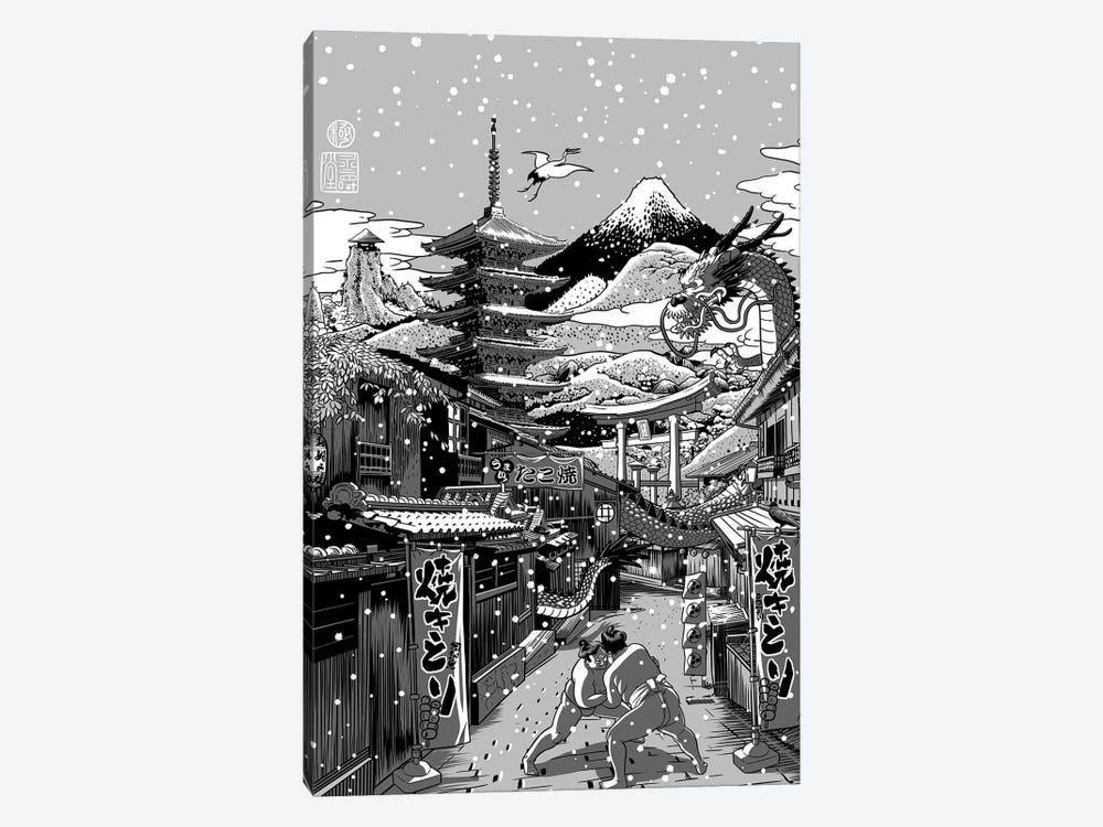 Snowing Japanese Street by Alberto Perez 1-piece Canvas Art Print
