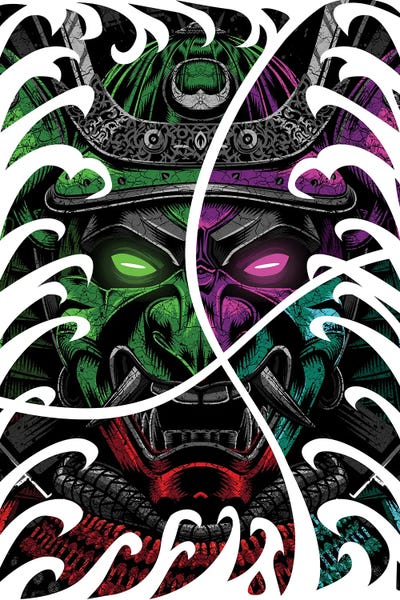 Samurai Warrior In The Ocean Tattoo by Alberto Perez framed wall art