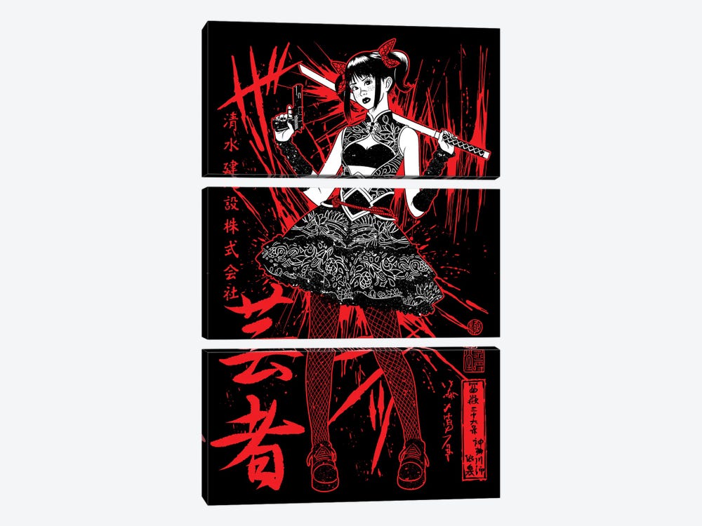 Japanese Female Student Ninja Warrior by Alberto Perez 3-piece Canvas Art Print