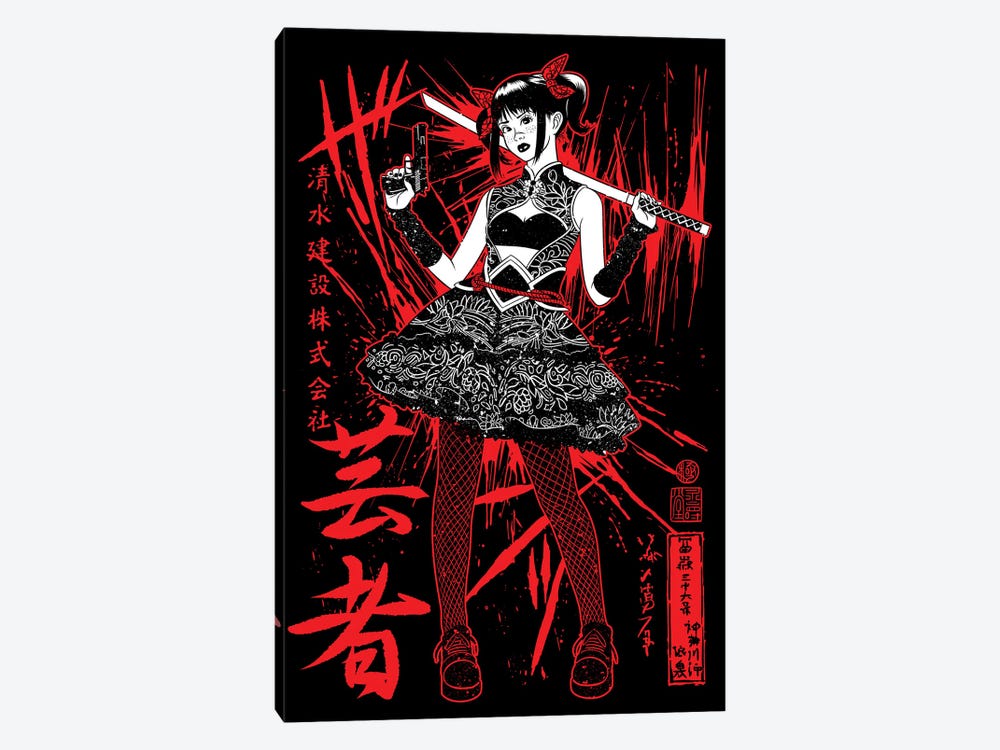 Japanese Female Student Ninja Warrior by Alberto Perez 1-piece Canvas Art Print
