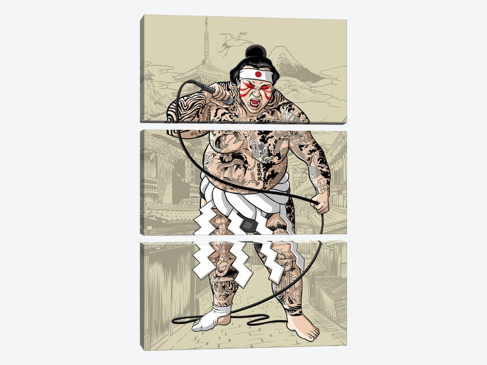 Yakuza Sumo Wrestler Singer by Alberto Perez 3-piece Canvas Art
