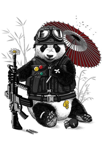 Military Panda by Alberto Perez framed canvas print