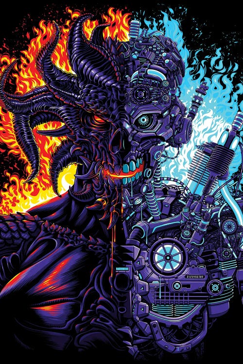 Robot Vs Demon by Alberto Perez wall art