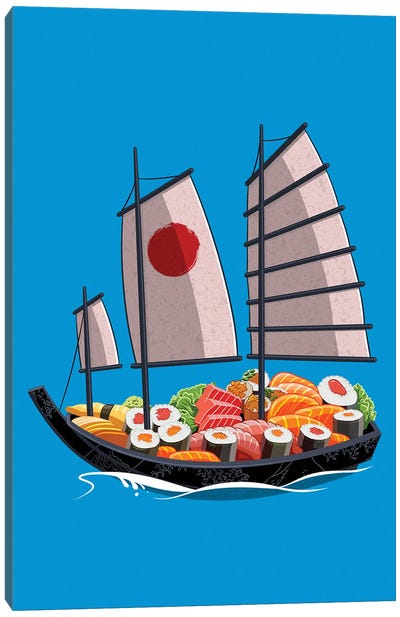 Japanese Sushi Boat Canvas Art Print - Asian Cuisine Art