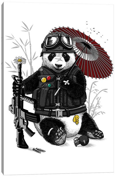 Military Panda Canvas Art Print - Alberto Perez