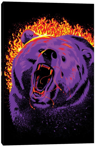 Fire Bear Canvas Art Print - Alberto Perez
