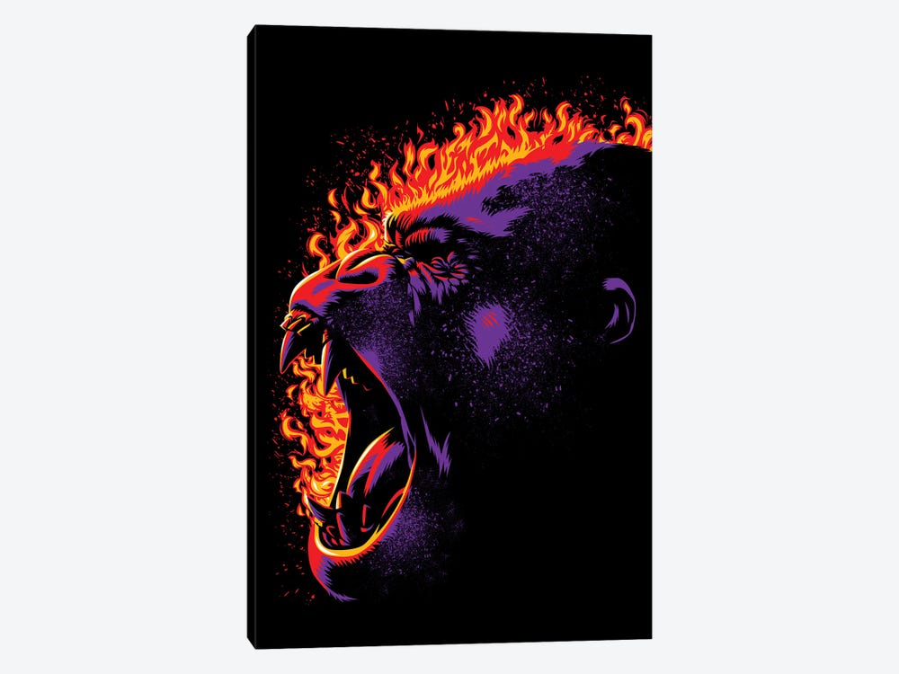 Gorilla On Fire by Alberto Perez 1-piece Canvas Artwork