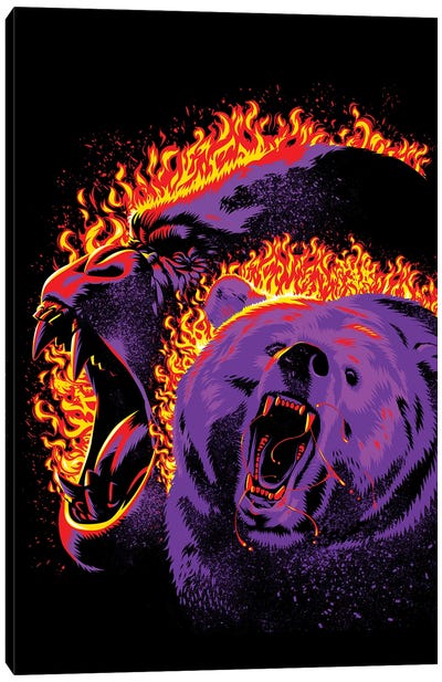 Gorilla And Bear From Hell Canvas Art Print - Gorilla Art