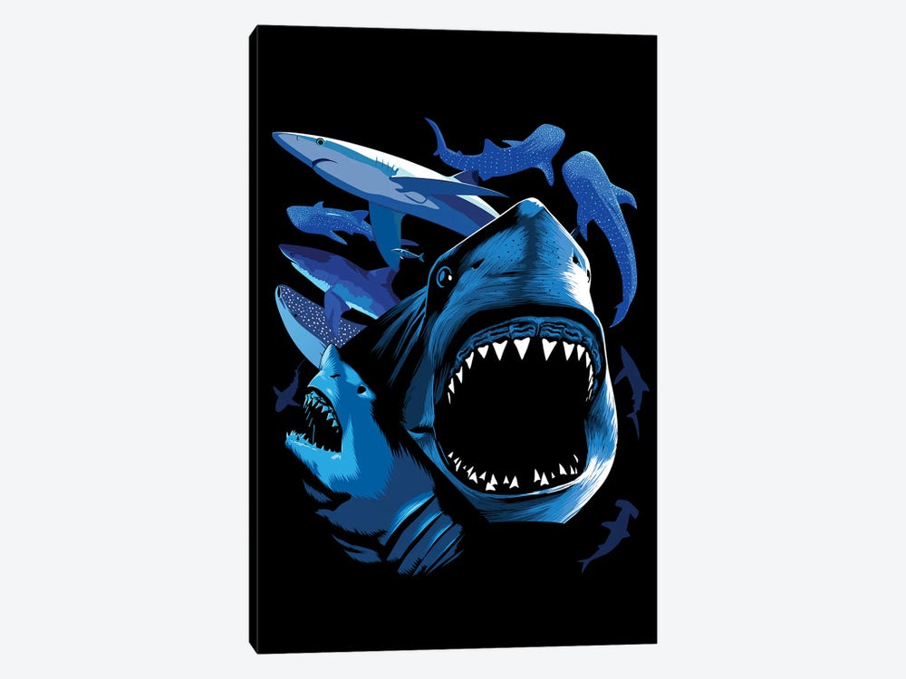 Sharks by Alberto Perez 1-piece Canvas Art Print