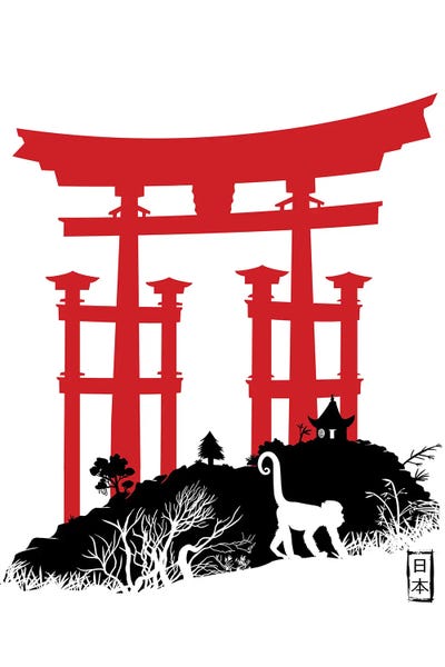 Monkeys: Red Torii In Japan by Alberto Perez