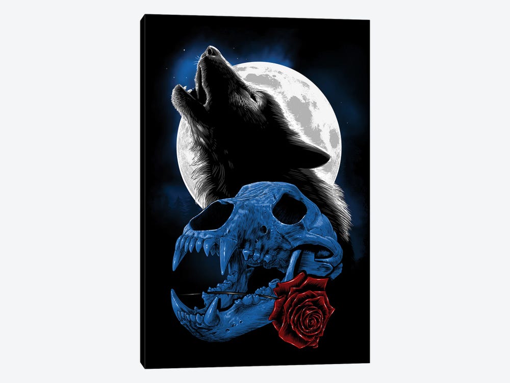 Wolf Howling Under The Moon by Alberto Perez 1-piece Art Print