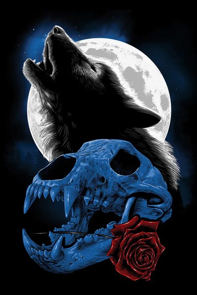 Alberto Perez: Wolf Howling Under The Moon by Alberto Perez