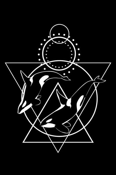 Black & White Patterns: Circle With Whales by Alberto Perez