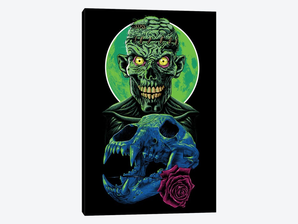 Skull And Flower Zombie by Alberto Perez 1-piece Canvas Art Print