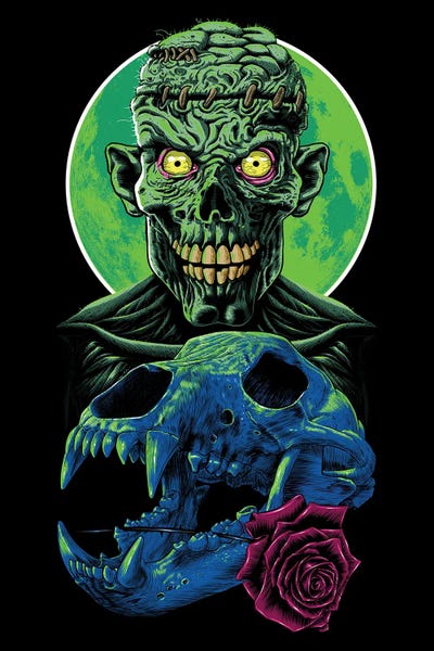 Alberto Perez: Skull And Flower Zombie by Alberto Perez